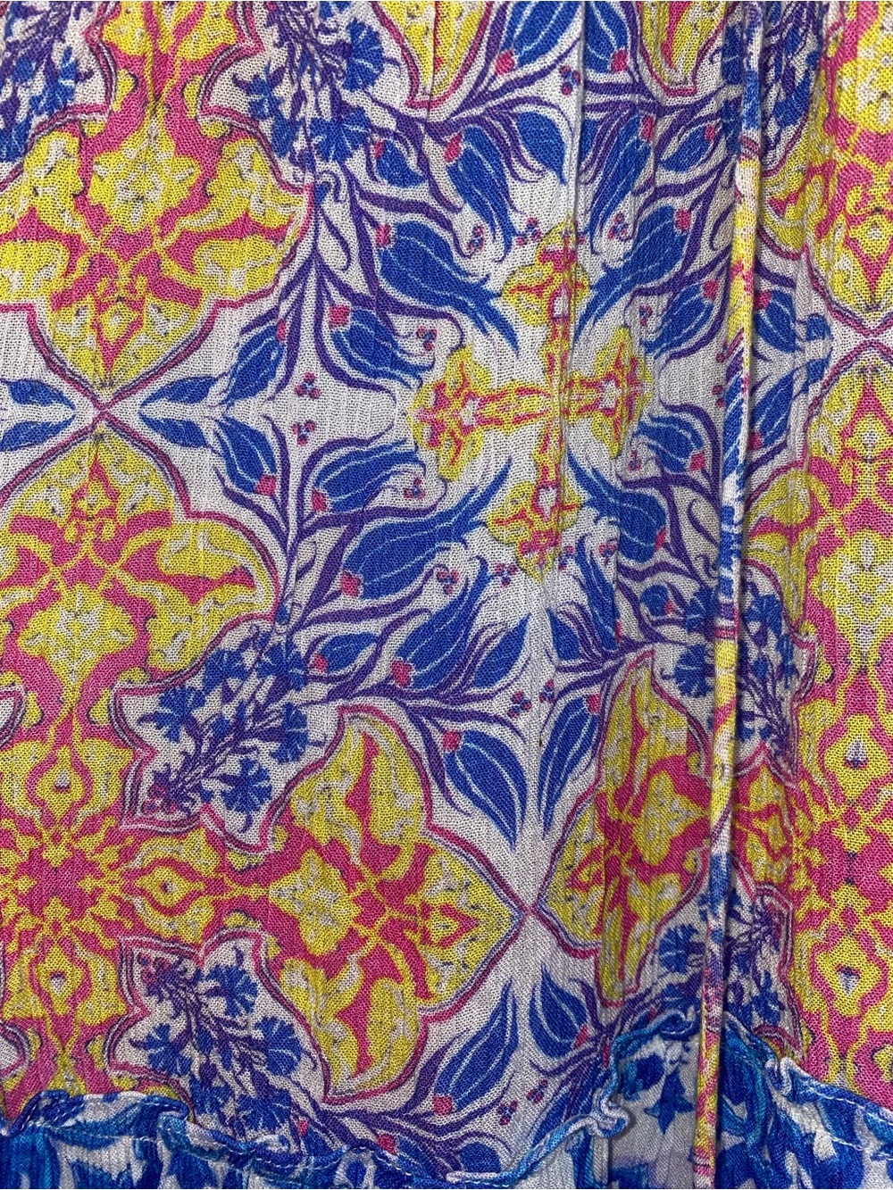 HEMANT & NANDITA kaftan maxi dress royal blue yellow pink Cali Boho resort tall - Picture 7 of 10